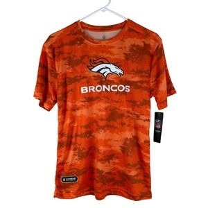 NFL Team Apparel Denver Broncos Shirt Kids M 10/12 Orange Camo Short Sleeve NWT‎